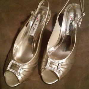 Silver sling back shoes