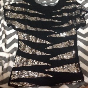 Sequined, zebra-striped shirt