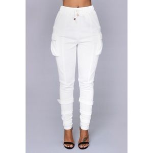White Ankle Strap Joggers - Small - NWT