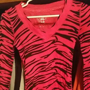 Pink zebra striped long sleeve shirt