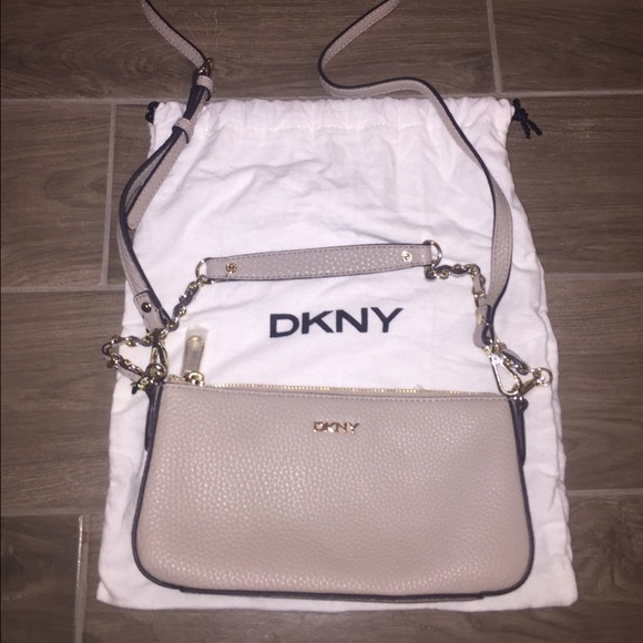 DKNY Cross Body Leather Grey Purse -  NEW