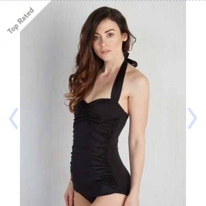 ModCloth Bathing Beauty One-Piece Swimsuit Black