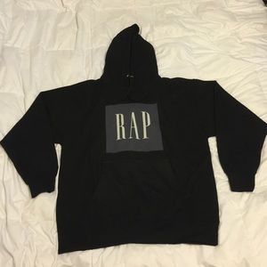 Men's XL Black "RAP" Hoodie NEVER WORN  Wrong size