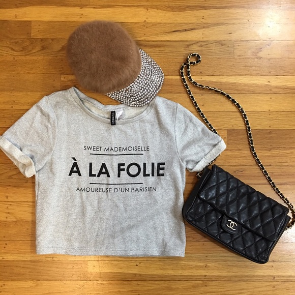 H M Tops Hm Silver Knit Crop Top T Shirt A La Folie Poshmark