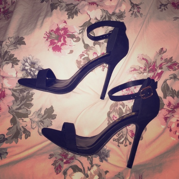 LULUs Elsi Black Single Strap Heels