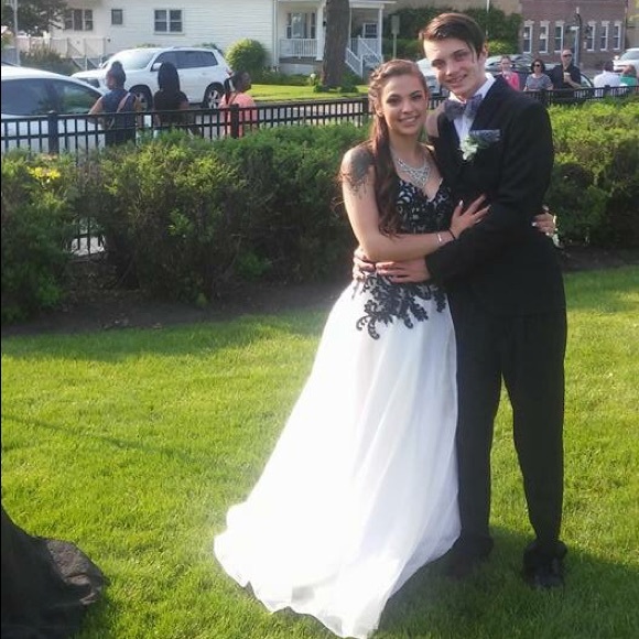 black and white prom dress