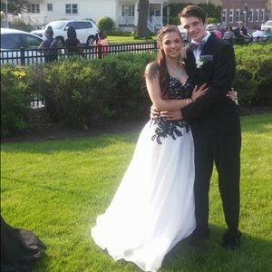 black and white prom dress