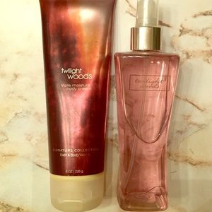 Twilight woods body spray & lotion.