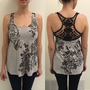 Floral tank with lace back