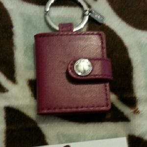 Coach Picture Key Fob in Cyclamen Leather