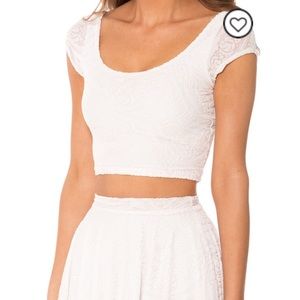 Burned Velvet White Cap Crop Top