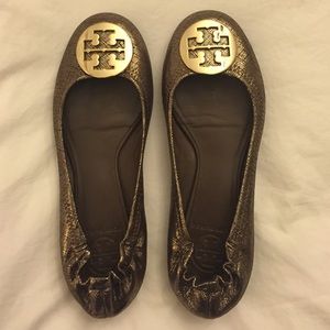 Metallic brown Tory Burch flat