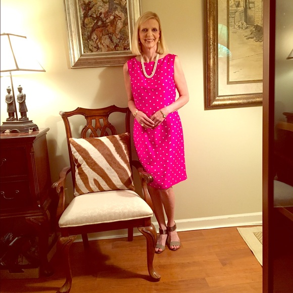 Natural Instincts Dresses & Skirts - Hot pink silk polka dot dress