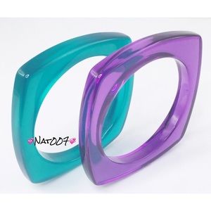 Purple and Teal Translucent Thin Bangles