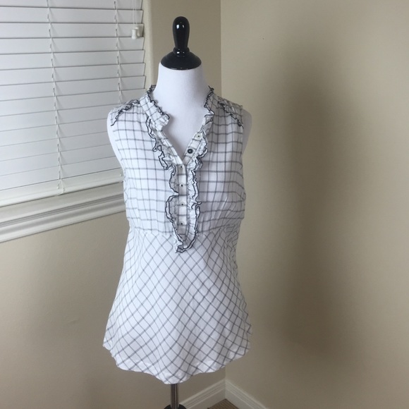 ANTHROPOLOGIE ODILLE Checked Sleeveless Blouse 8