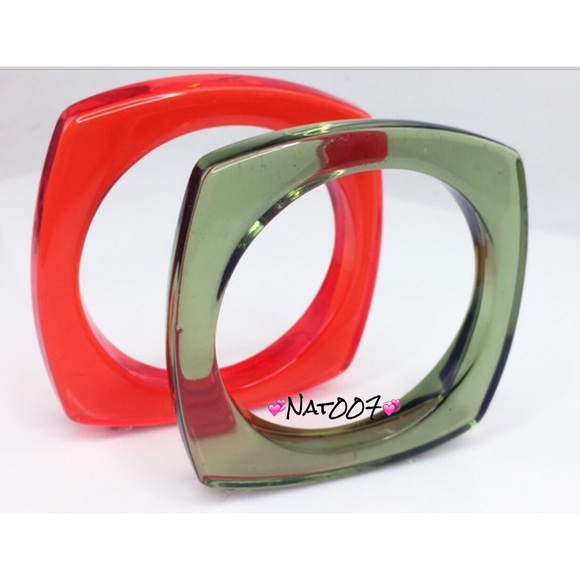 Olive and Orange Translucent Thin Bangles - Picture 1 of 3