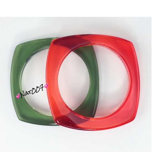 Olive and Orange Translucent Thin Bangles - Picture 2 of 3