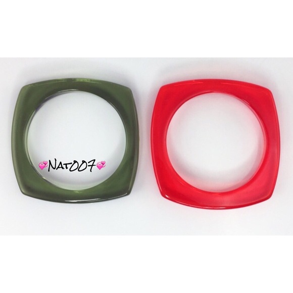 Olive and Orange Translucent Thin Bangles - Picture 3 of 3