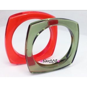 Olive and Orange Translucent Thin Bangles