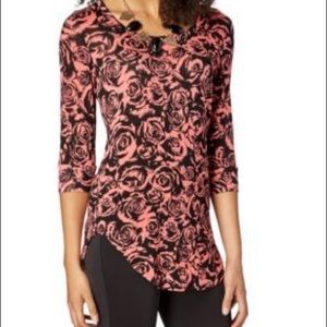 Black and Pink Rose Dolman Top