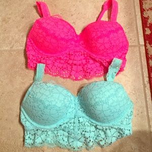 PINK push-up lace bralette bundle