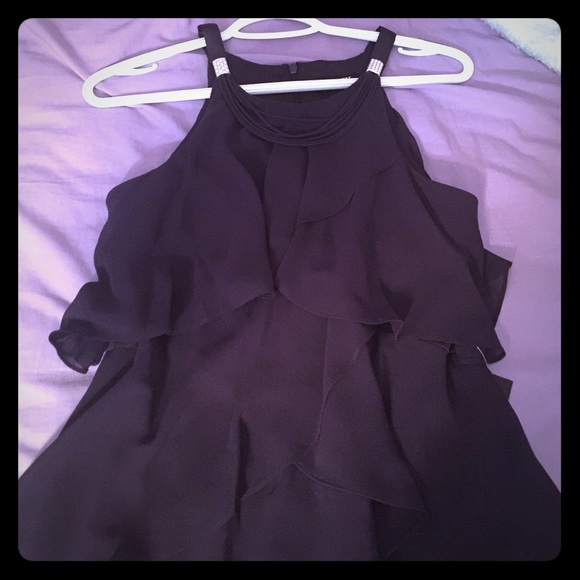 Above knee length dark purple dress