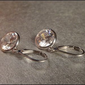 Silver Earrings w Bezel CZ Setting