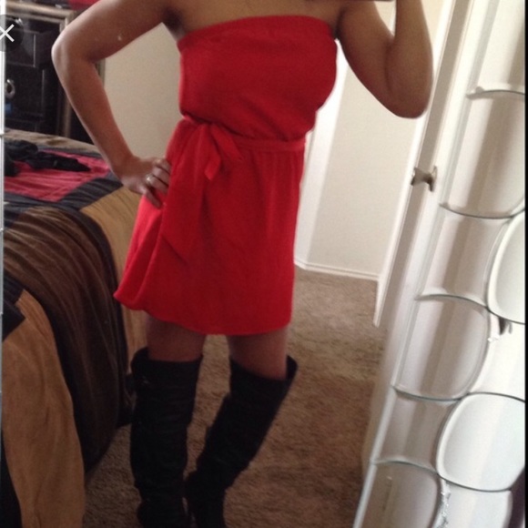 Red Strapless Express Dress