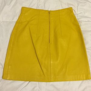 VINTAGE 1990's Michael Hoban YELLOW Leather Skirt