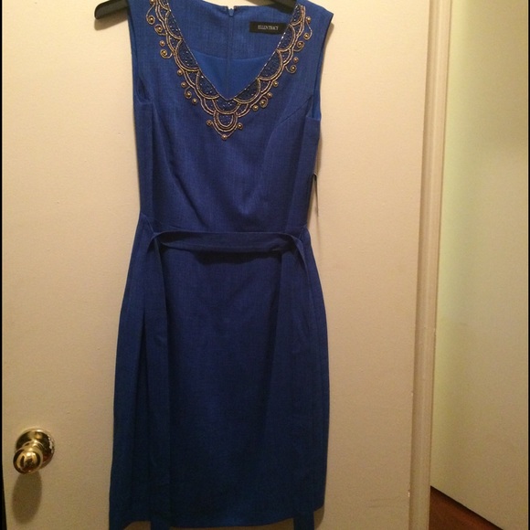 NWT Ellen Tracy Embellished Cobalt dress - Picture 1 of 2