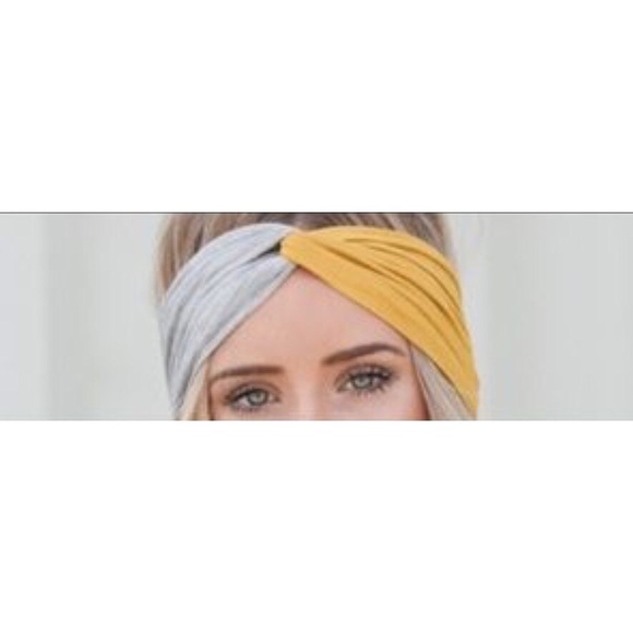 Gray and Mustard  Boho Style Twisted Headband - Picture 1 of 2