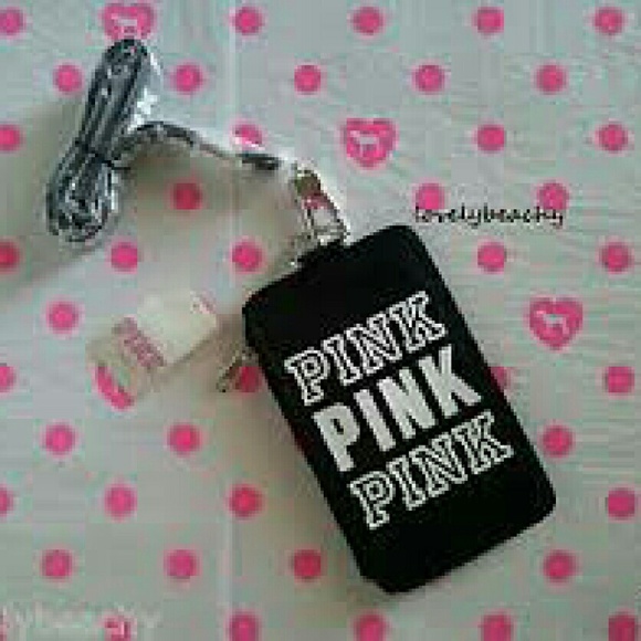 Pink lanyard id holder