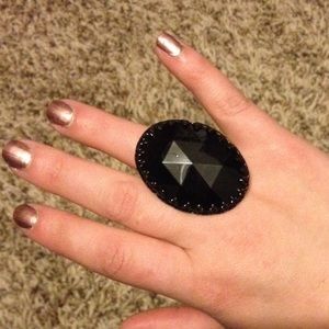 Oversized black oval ring