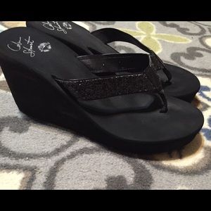 Victoria secrets Colin Stuart black sparkle wedges