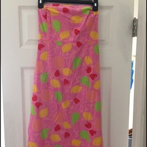 Lilly Pulitzer lemon strapless dress. Size 10