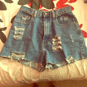 Ripped High- Waisted shorts