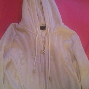 BCBG bling zip up velour hoodie light purple