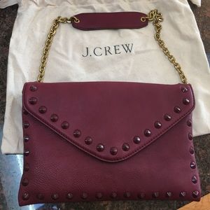 JCrew studded clutch in burgundy