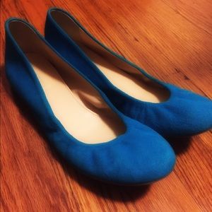 JCrew blue suede ballet flats