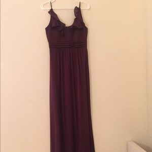 Gorgeous silk ruffle neck BCBG gown - burgundy