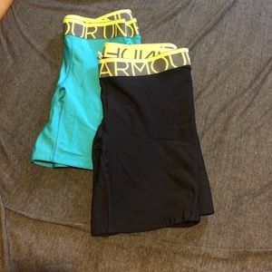 2 pairs ladies Under Armor sliding shorts