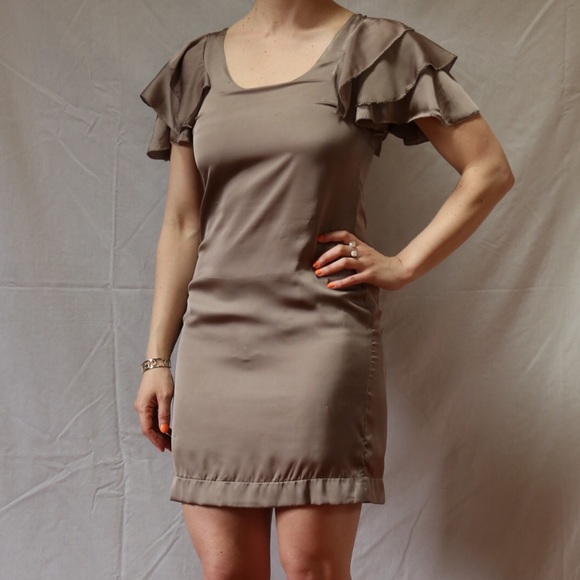 Silky Cafe Au Lait Dress, Size S