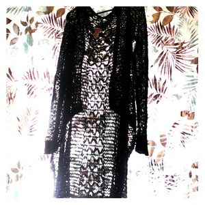 black pointelle duster