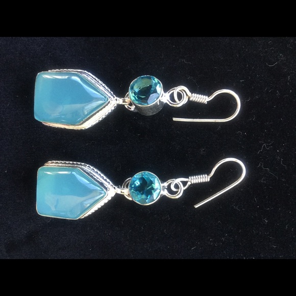 NEW! Genuine ONYX and QUARTZ,Earrings