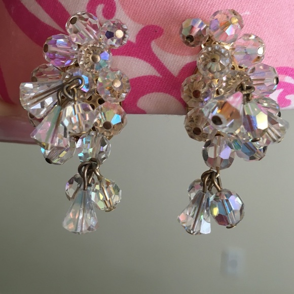 Vintage crystal AB earrings