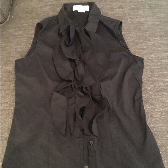 Michael Kors black shirt with ruffle detail - 6