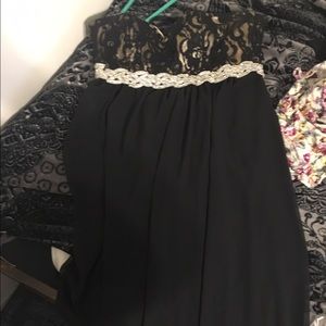 Black and gold floor length prom dress