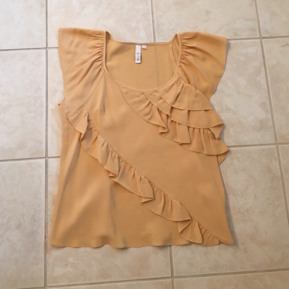 Anthropologie 100% Silk Ruffle Top