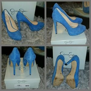 NWB Beautiful Blue Suede Pumps, Size 9