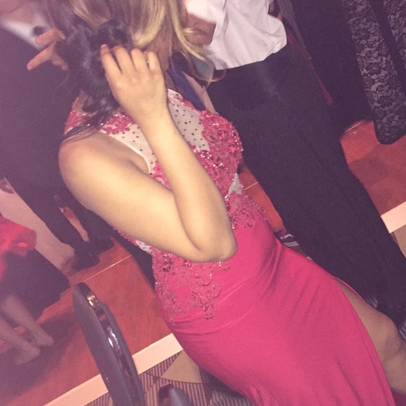 Long red prom dress